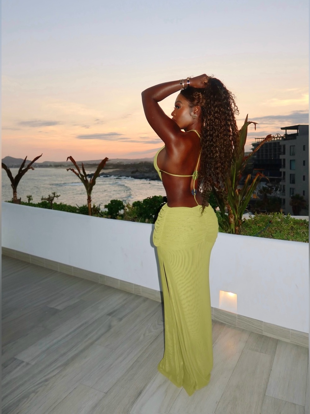 Sleeveless Cutout Maxi Jumpsuit in Lime Green - Picture 3 of 4